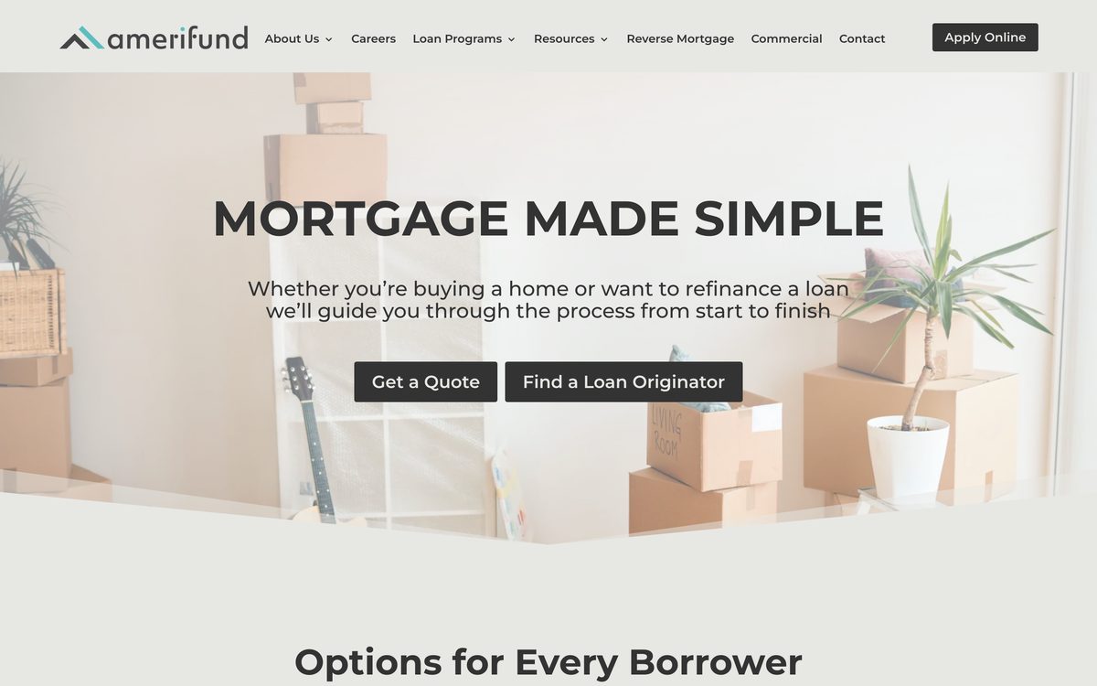 Amerifund Home Loans homepage: Mortgage Made Simple