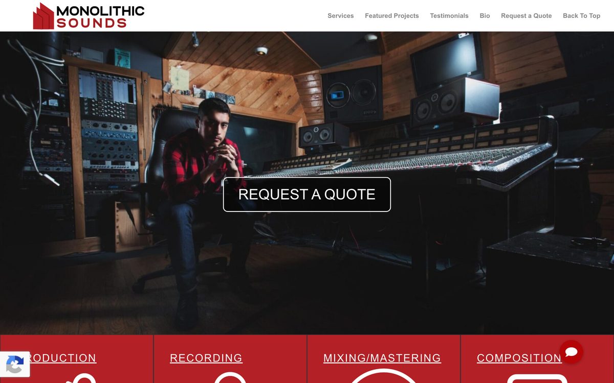 Monolithic Sounds homepage: recording studio in Los Angeles